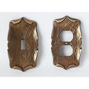 Vintage Electrical Socket Plate Switch Plate & Socket Cover Metal  Brass Tone Sw